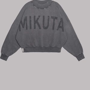 MIKUTA Oversized Crewneck Sweatshirt in Stone Gray 100% Cotton